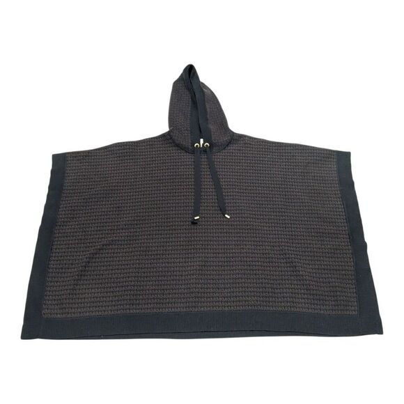 Michael Kors Logo Jacquard Hooded Poncho Sweater Shawl L/XL‎ - Picture 1 of 8